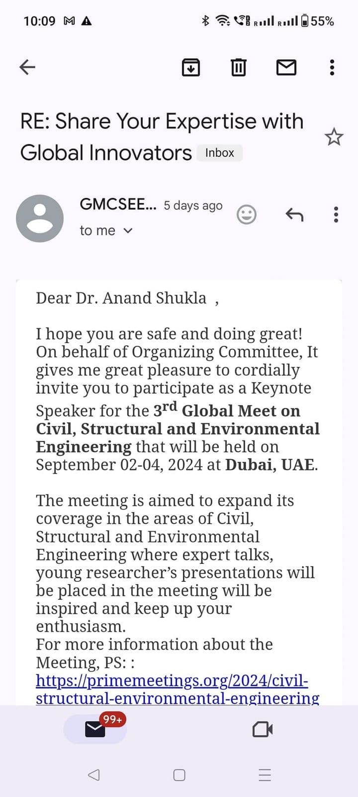Invitation from Dubai, UAE